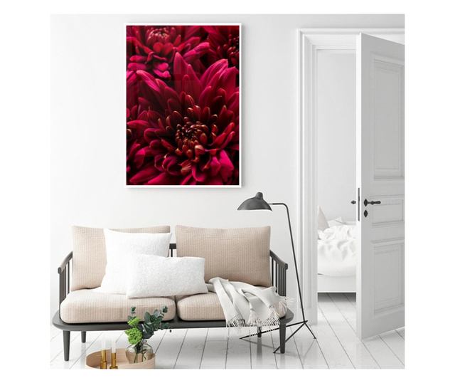 Plakat w ramce, Burgundy Flowers, 42 x 30 cm, biała ramka