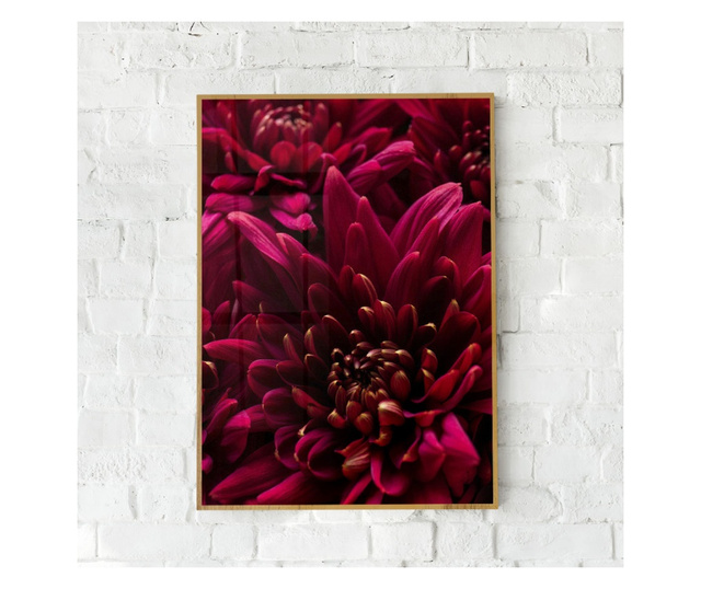 Plakat w ramce, Burgundy Flowers, 21 x 30 cm, złota rama