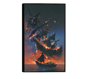 Plakat w ramce, Burning Ship, 80x60 cm, czarna ramka