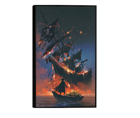 рамкирани картини, Burning Ship, 60x40 cm, черна рамка
