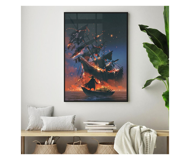 Uokvireni Plakati, Burning Ship, 50x 70 cm, Črn okvir