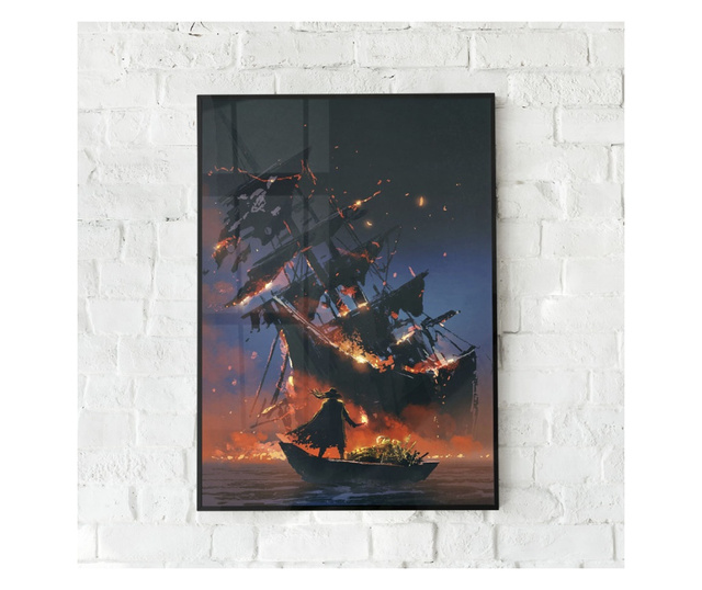 Uokvireni Plakati, Burning Ship, 42 x 30 cm, Črn okvir