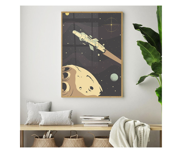Plakat w ramce, Cartoon Spaceship, 80x60 cm, złota rama