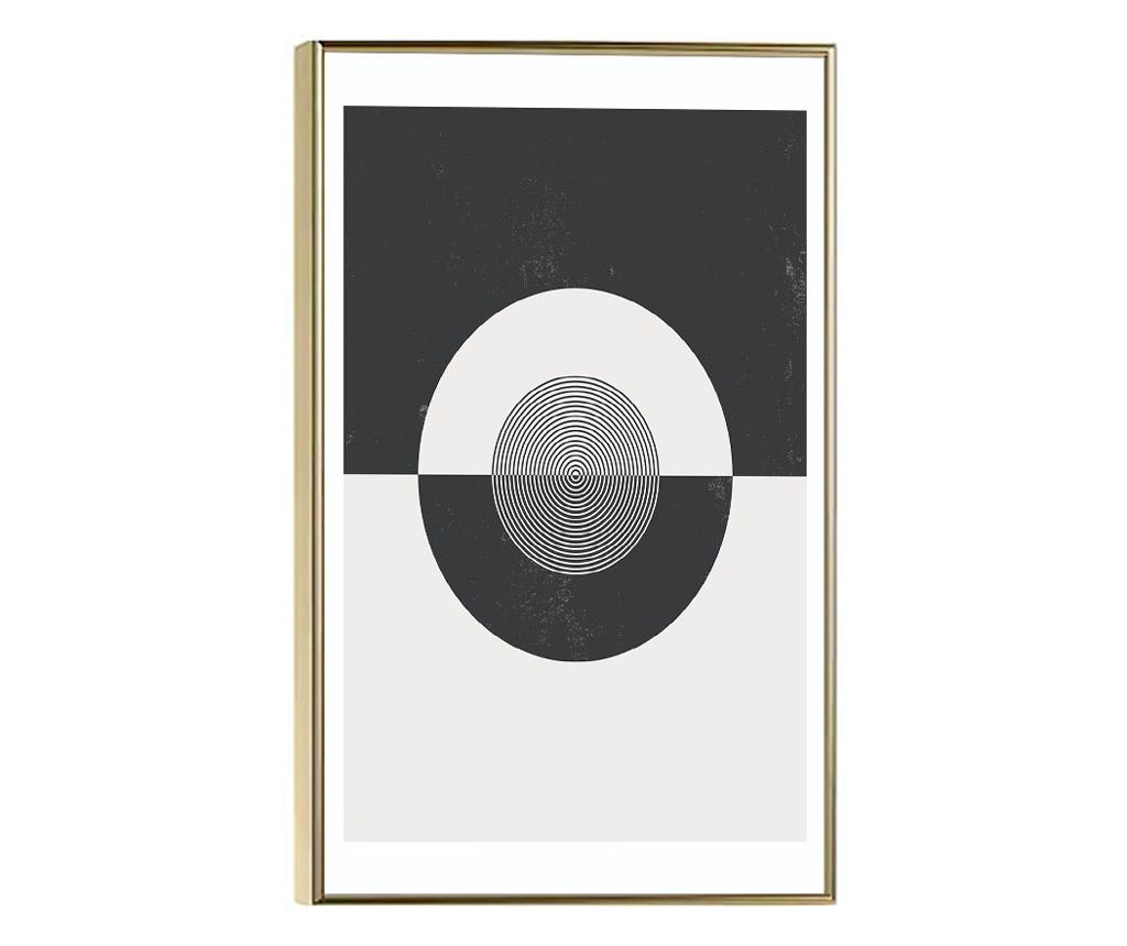 рамкирани картини, Cerc Alb negru, 42 x 30 cm, златна рамка - Vivre