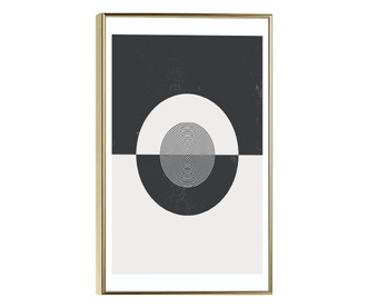 Plakat w ramce, Cerc Alb negru, 50x 70 cm, złota rama