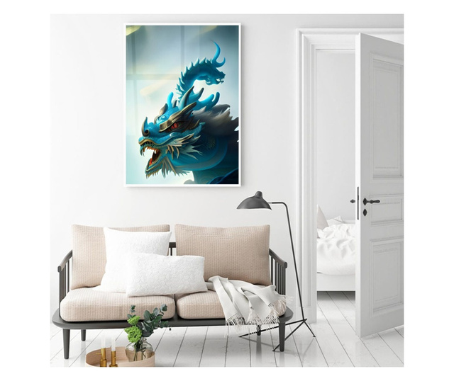 Plakat w ramce, Chinese Dragon, 50x 70 cm, biała ramka