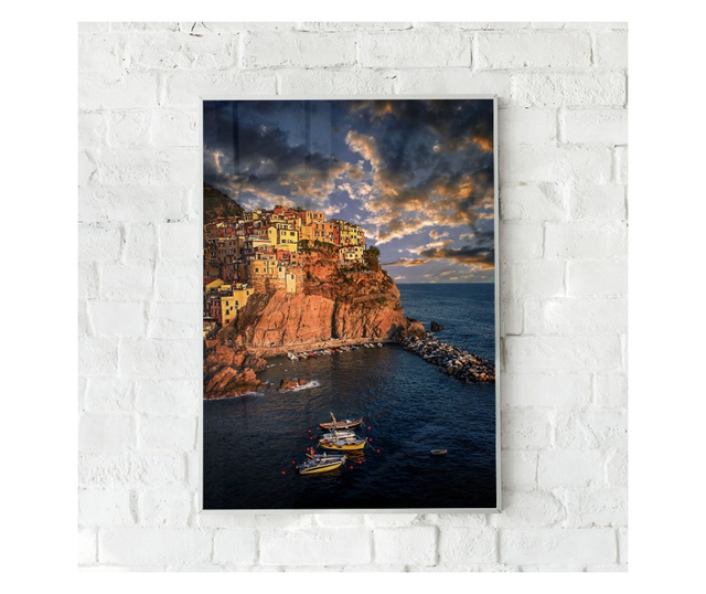 Plakat w ramce, Cinque Terre, 80x60 cm, biała ramka
