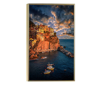 Plakat w ramce, Cinque Terre, 21 x 30 cm, złota rama