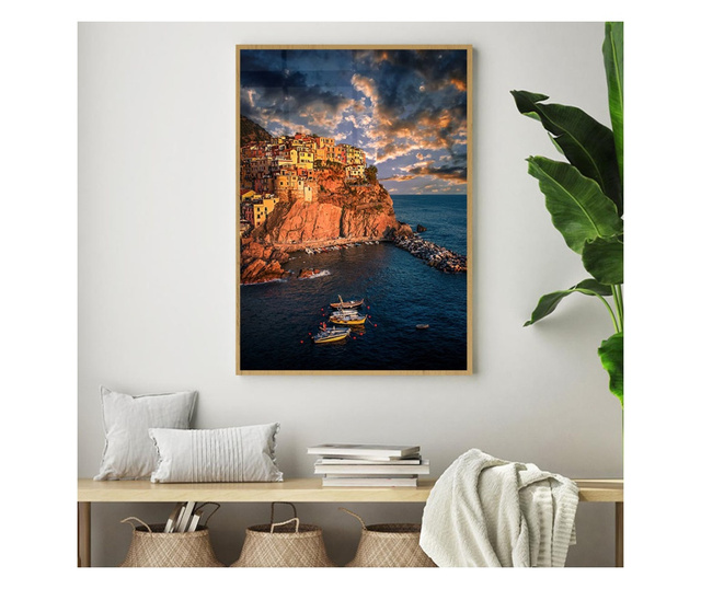 Plakat w ramce, Cinque Terre, 21 x 30 cm, złota rama