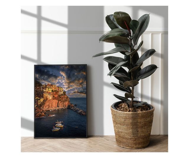 Uokvireni Plakati, Cinque Terre, 50x 70 cm, Črn okvir