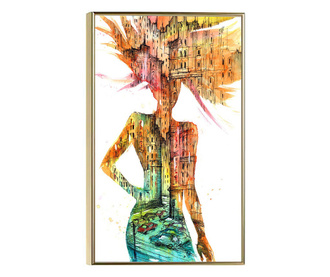 Uokvireni Plakati, City Girl, 50x 70 cm, Zlatni okvir