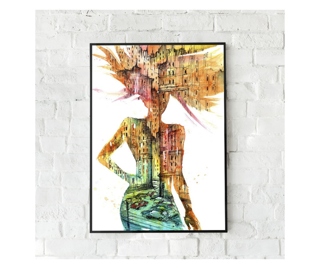 Plakat w ramce, City Girl, 42 x 30 cm, czarna ramka