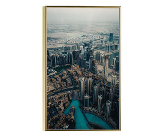 Uokvireni Plakati, City High View, 80x60 cm, Zlatni okvir