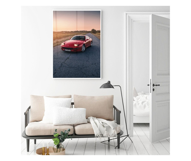 Uokvireni Plakati, Clasic Retro Ferrari, 80x60 cm, Bijeli okvir