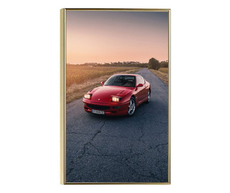 Uokvireni Plakati, Clasic Retro Ferrari, 50x 70 cm, Zlatni okvir