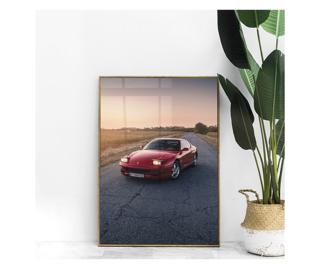 Uokvireni Plakati, Clasic Retro Ferrari, 50x 70 cm, Zlatni okvir