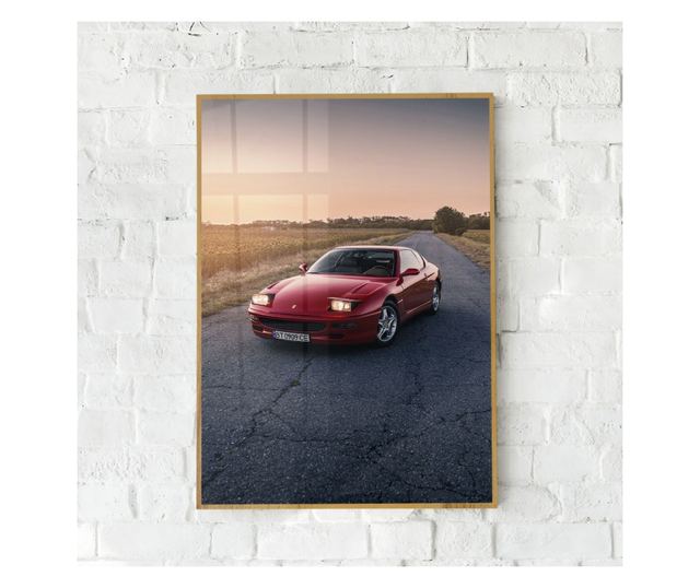 Uokvireni Plakati, Clasic Retro Ferrari, 50x 70 cm, Zlatni okvir