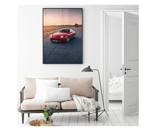 Uokvireni Plakati, Clasic Retro Ferrari, 80x60 cm, Črn okvir