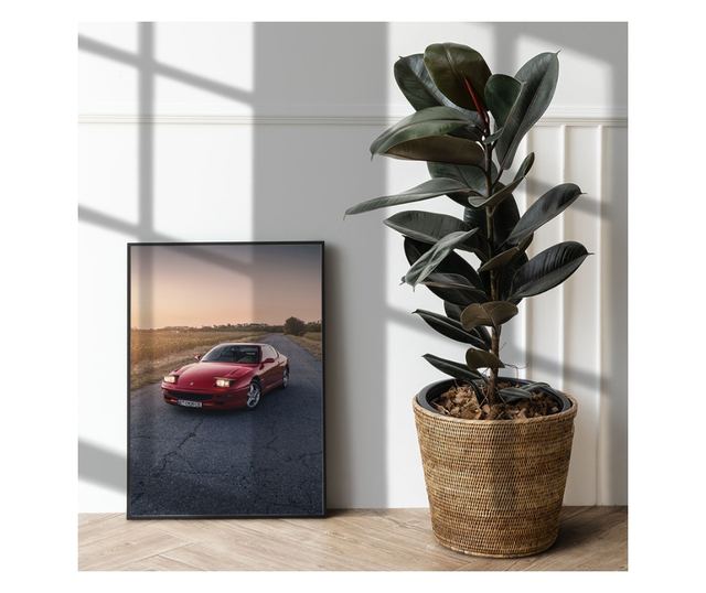 Uokvireni Plakati, Clasic Retro Ferrari, 80x60 cm, Črn okvir