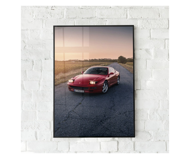 Uokvireni Plakati, Clasic Retro Ferrari, 80x60 cm, Črn okvir