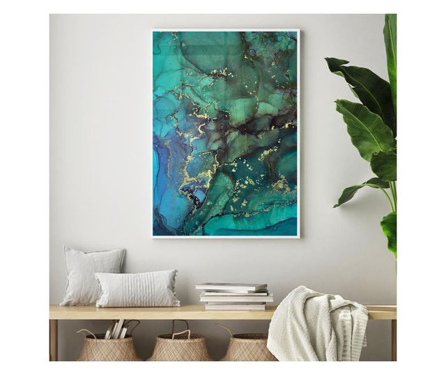 Uokvireni Plakati, Colors of Green Abstract, 80x60 cm, Bijeli okvir