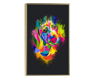 Uokvireni Plakati, Colourful Dog, 42 x 30 cm, Zlatni okvir
