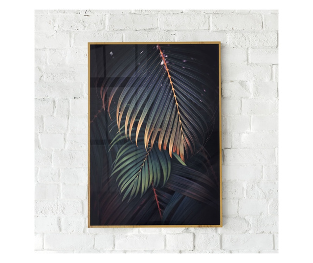 Uokvireni Plakati, Dark Green Tropical, 80x60 cm, Zlatni okvir
