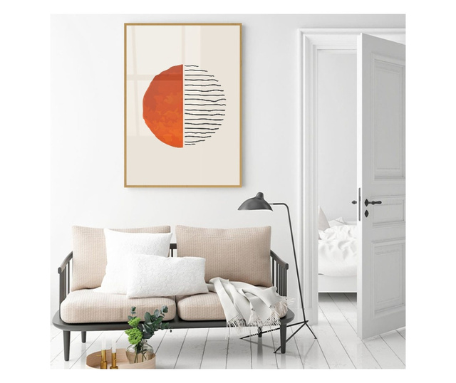 Uokvireni Plakati, Dark Orange Circle, 50x 70 cm, Zlatni okvir
