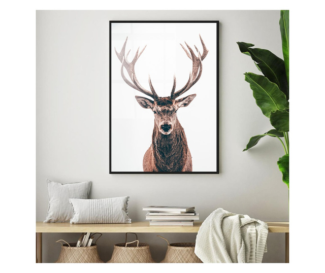 Uokvireni Plakati, Deer Portait, 42 x 30 cm, Črn okvir
