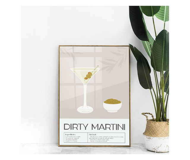 Uokvireni Plakati, Diry Martini, 50x 70 cm, Zlatni okvir