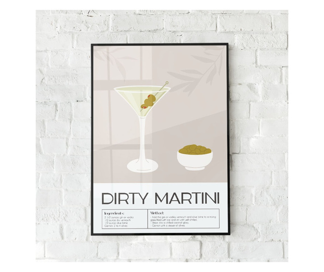 Uokvireni Plakati, Diry Martini, 80x60 cm, Črn okvir