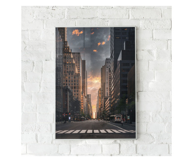 Uokvireni Plakati, Downtown New York, 21 x 30 cm, Bijeli okvir