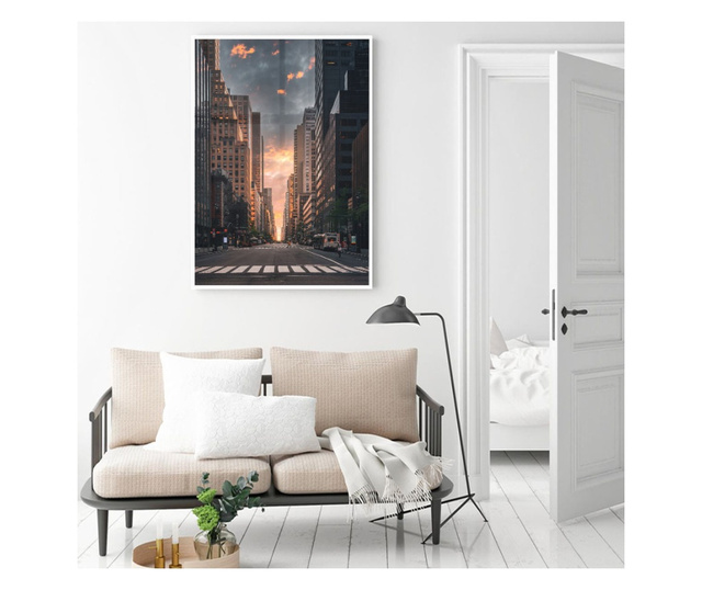 Uokvireni Plakati, Downtown New York, 50x 70 cm, Bijeli okvir