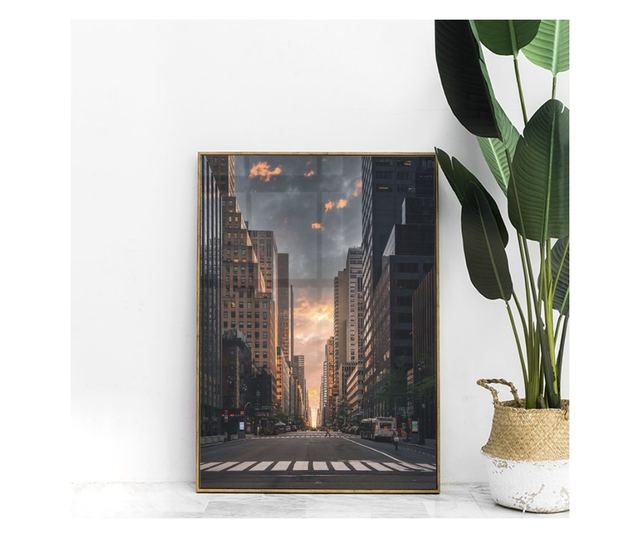 Uokvireni Plakati, Downtown New York, 60x40 cm, Zlatni okvir