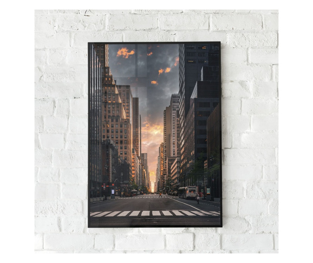 Uokvireni Plakati, Downtown New York, 80x60 cm, Črn okvir