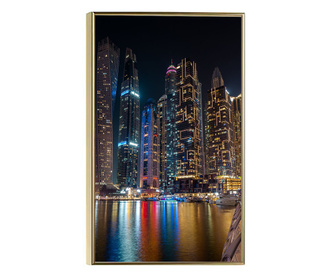Uokvireni Plakati, Dubai Marina, 50x 70 cm, Zlatni okvir