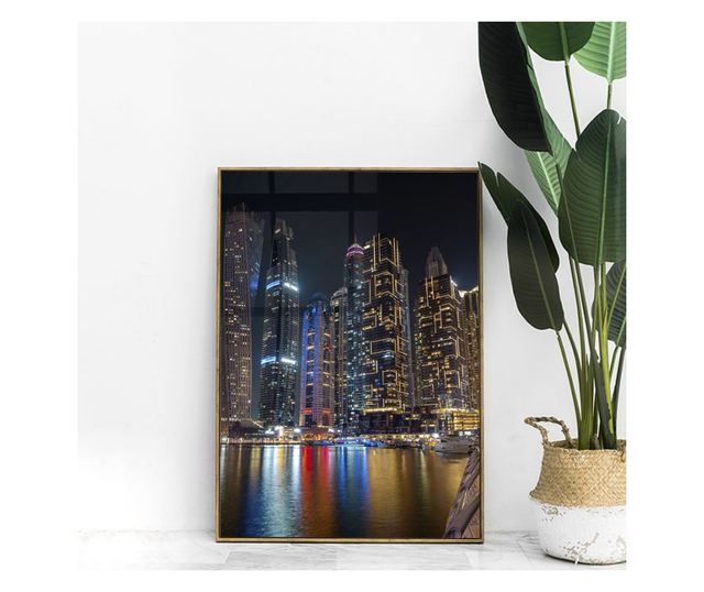 Uokvireni Plakati, Dubai Marina, 50x 70 cm, Zlatni okvir