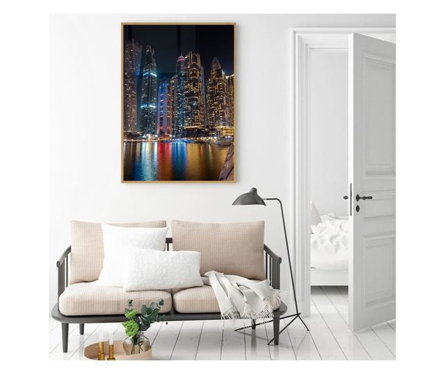 Uokvireni Plakati, Dubai Marina, 50x 70 cm, Zlatni okvir