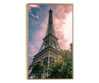 Uokvireni Plakati, Eiffel Under Pink Sky, 60x40 cm, Zlatni okvir