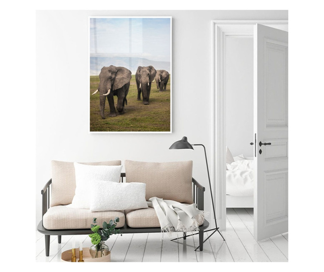 Uokvireni Plakati, Elephant Landscape, 60x40 cm, Bijeli okvir