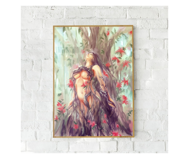 Uokvireni Plakati, Fantasy Women Tree, 60x40 cm, Zlatni okvir