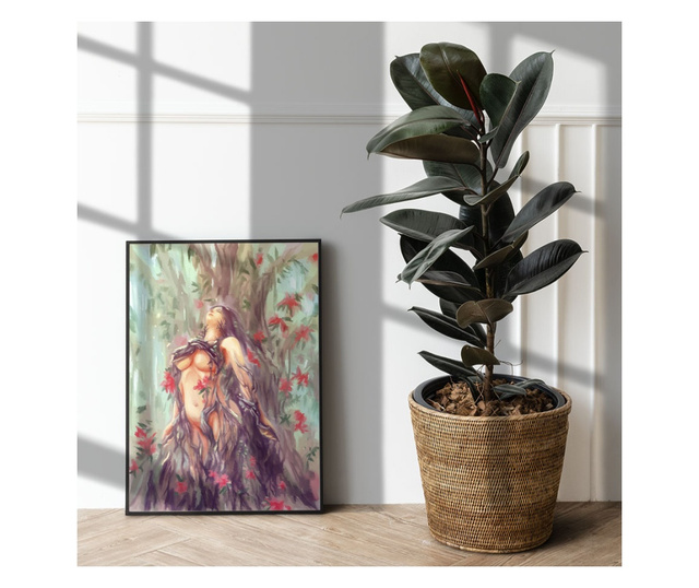 Uokvireni Plakati, Fantasy Women Tree, 50x 70 cm, Črn okvir