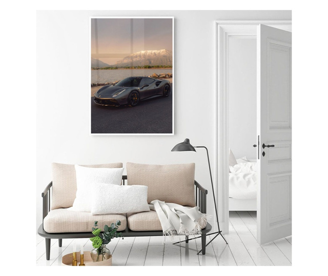 Uokvireni Plakati, Ferrari on Sunset, 80x60 cm, Bijeli okvir