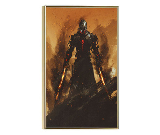 Uokvireni Plakati, Flaming Swords, 80x60 cm, Zlatni okvir