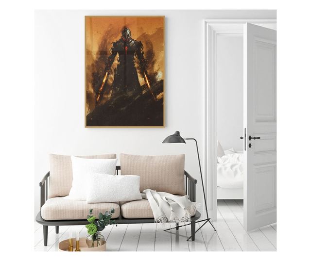 Uokvireni Plakati, Flaming Swords, 21 x 30 cm, Zlatni okvir