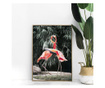 Uokvireni Plakati, Flamingo Love, 50x 70 cm, Zlatni okvir