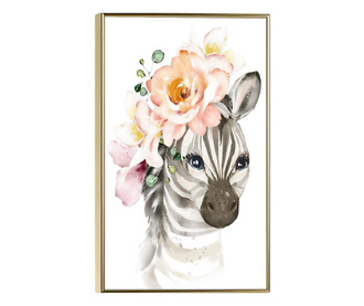 Uokvireni Plakati, Flower Zebra, 50x 70 cm, Zlatni okvir