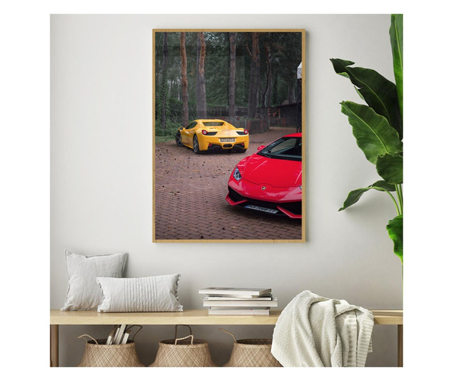 Uokvireni Plakati, Forest Cars, 60x40 cm, Zlatni okvir