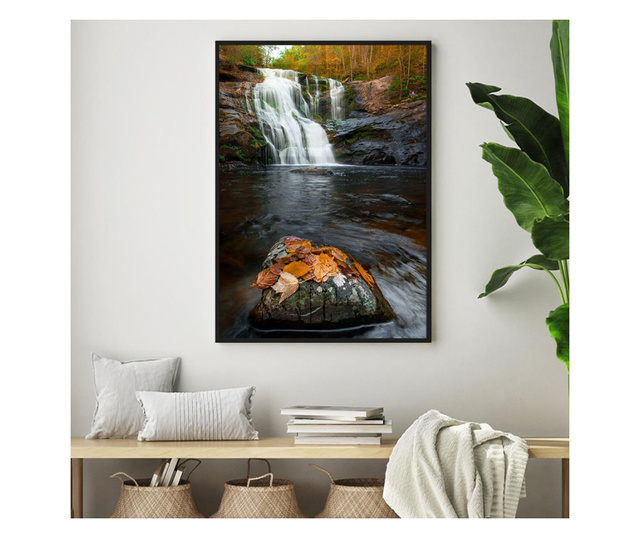 Uokvireni Plakati, Forest Waterfall, 42 x 30 cm, Črn okvir