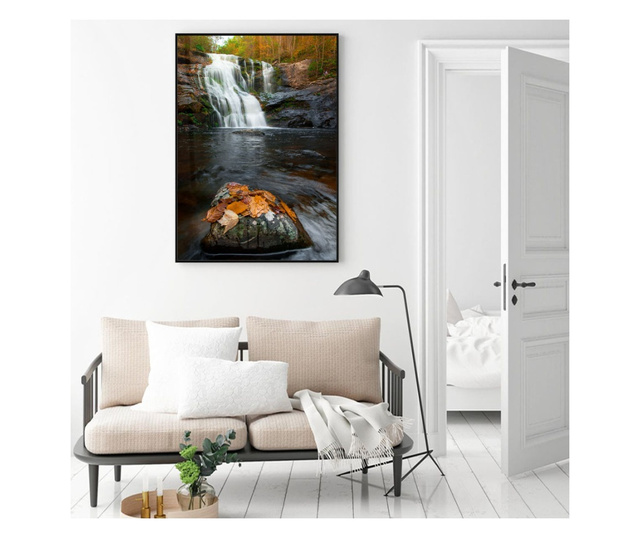 Uokvireni Plakati, Forest Waterfall, 42 x 30 cm, Črn okvir